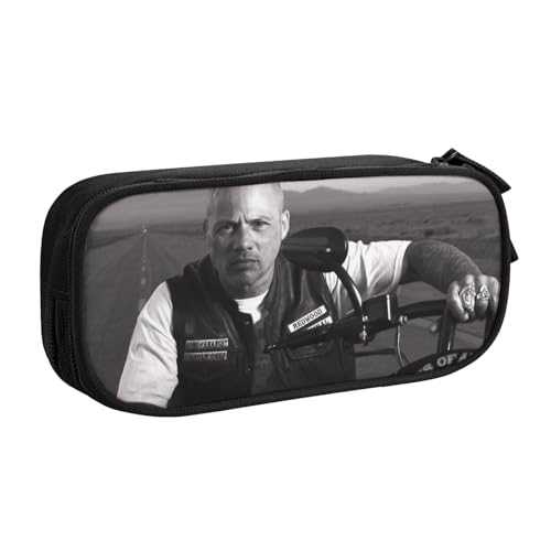 YINGD Sons of Anarchy Federmäppchen für Studenten, mehrlagiges Reißverschluss-Design, passend für Notizbücher, Stifte, Taschenrechner, mehrfarbig, Europäischer und amerikanischer Stil, Retro, modern von YINGD