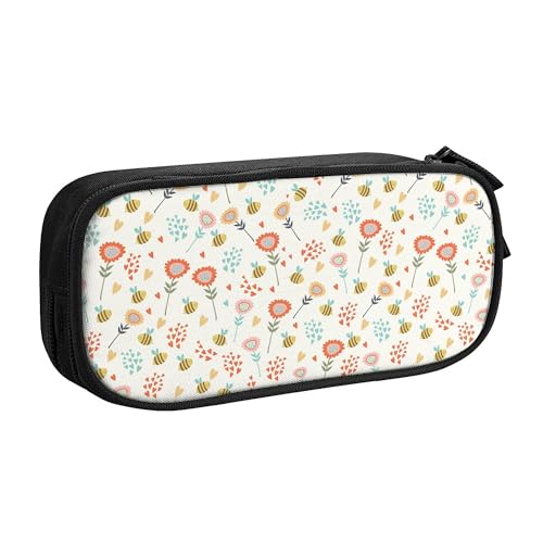 YINGD TEQUAN Federmäppchen mit großem Fassungsvermögen, Frühlingsblumen- und Bienenmuster, Federmäppchen, 2 Fächer, Federmäppchen, mehrfarbig, Europäischer und amerikanischer Stil, Retro, modern YINGD TEQUAN Federmäppchen mit großem Fassungsvermögen, Frühlingsblumen- und Bienenmuster, Federmäppchen, 2 Fächer, Federmäppchen, mehrfarbig, Europäischer und amerikanischer Stil, Retro, modern von YINGD