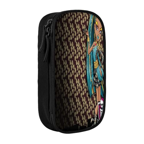 YINGD Teen Monster High Federmäppchen mit 3 Netz-Trennwänden – tragbare Reißverschlusstasche für Schreibwaren, Schmuck, Kopfhörer (Polyester) von YINGD