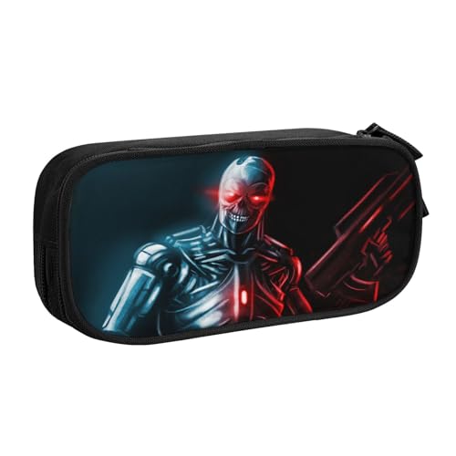 YINGD Terminator The Resistance Federmäppchen mit 3 Netz-Trennwänden, tragbare Reißverschlusstasche für Schreibwaren, Schmuck, Kopfhörer (Polyester) von YINGD