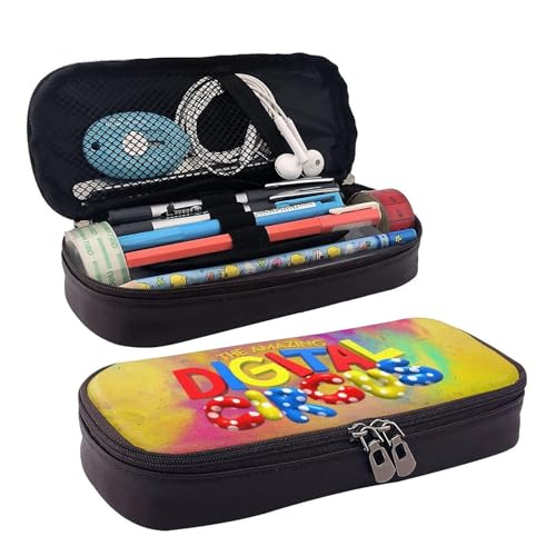 YINGD The Amazing Federmäppchen aus Leder, digitales Zirkus-Logo, Braun, Federmäppchen, Organizer, für Kinder, Teenager, Erwachsene, für Schule, Büro YINGD The Amazing Federmäppchen aus Leder, digitales Zirkus-Logo, Braun, Federmäppchen, Organizer, für Kinder, Teenager, Erwachsene, für Schule, Büro von YINGD