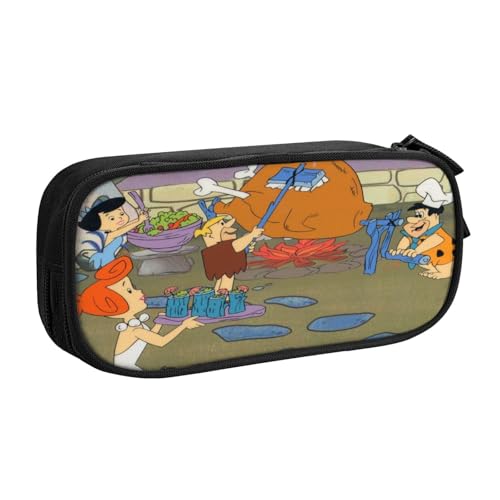 YINGD The Flintstones Federmäppchen für Kinder und Erwachsene, strapazierfähiges Polyester mit 5 Stifthaltern und Netz-Organizer (waschbar), mehrfarbig, Europäischer und amerikanischer Stil, Retro von YINGD