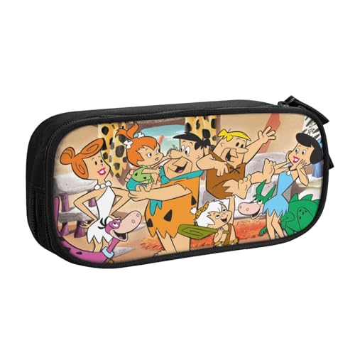 YINGD The Flintstones Federmäppchen für Studenten, mehrlagiges Reißverschluss-Design, passend für Notizbücher, Stifte, Taschenrechner, mehrfarbig, Europäischer und amerikanischer Stil, Retro, modern von YINGD