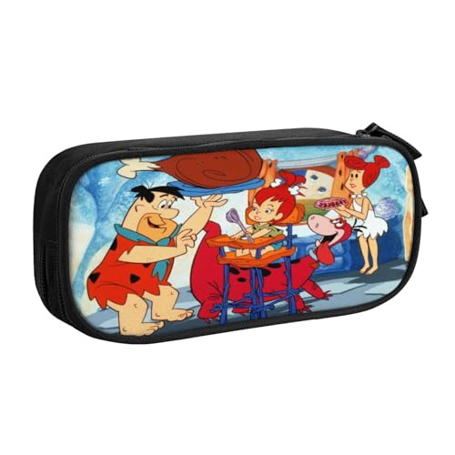 YINGD The Flintstones Federmäppchen mit abnehmbarem Riemen – Oxford-Tuch mit mehreren Fächern für Stifte, Werkzeuge, Kosmetik, mehrfarbig, Europäischer und amerikanischer Stil, Retro, modern von YINGD