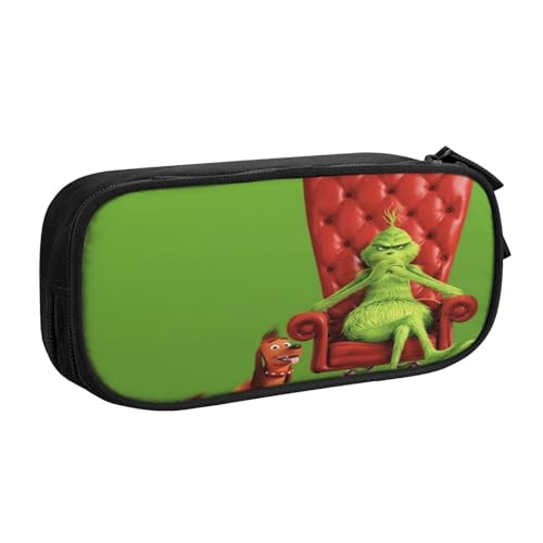 YINGD The Grinch Federmäppchen auslaufsicher innen – Oxford-Tuch mit Reißverschluss für Tintenstifte, Lippenstifte, kleine Gegenstände von YINGD