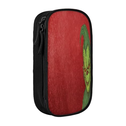 YINGD The Grinch Federmäppchen mit doppeltem Reißverschluss, Make-up-Tasche – kompakte Oxford-Tuch-Tasche für Reisen, Fitnessstudio, tägliche Essentials von YINGD