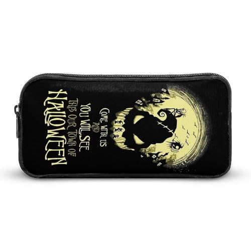 YINGD The Nightmare Before Christmas Federmäppchen, tragbar, mit Reißverschluss, Kosmetiktasche, hohe Kapazität, Make-up-Tasche, Schreibwaren-Tasche von YINGD
