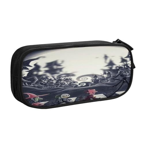 YINGD The Nightmare Before Christmas Federmäppchen für Künstler & Schriftsteller – 5 Stiftschlitze + 3 Netztaschen, leicht zu reinigendes Oxford-Gewebe von YINGD