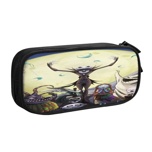 YINGD The Nightmare Before Christmas Federmäppchen für minimalistische Benutzer – schlankes Profil mit 2 Reißverschlusstaschen und Stiftschlaufen (wasserabweisend), mehrfarbig, Europäischer und von YINGD