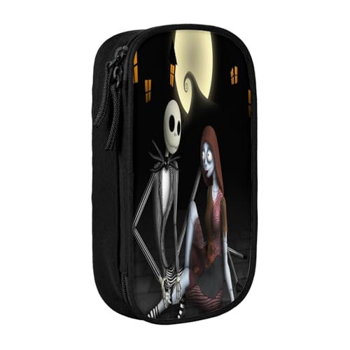 YINGD The Nightmare Before Christmas Federmäppchen mit 3 Netz-Trennwänden, tragbare Reißverschlusstasche für Schreibwaren, Schmuck, Kopfhörer (Polyester), mehrfarbig, Europäischer und amerikanischer von YINGD