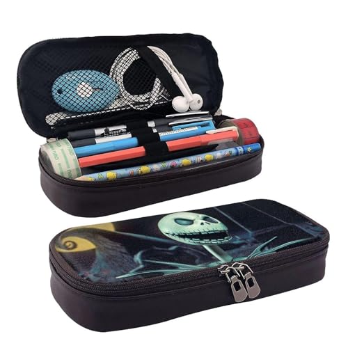 YINGD The Nightmare Before Christmas Jack Skellington Federmäppchen, braunes Leder, Stiftetasche, Schüler-Schreibwaren für die Schule, mehrfarbig, Europäischer und amerikanischer Stil, Retro, modern von YINGD