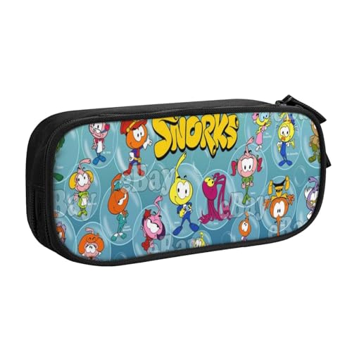 YINGD The Snorks Federmäppchen für Kinder und Erwachsene, strapazierfähiges Polyester mit 5 Stifthaltern und Netz-Organizer (waschbar), mehrfarbig, Europäischer und amerikanischer Stil, Retro, modern von YINGD