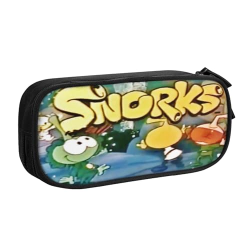 YINGD The Snorks Federmäppchen mit doppeltem Reißverschluss – kompakte Oxford-Tuch-Tasche für Reisen, Fitnessstudio, tägliche Essentials, mehrfarbig, Europäischer und amerikanischer Stil, Retro von YINGD