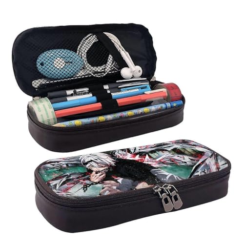 YINGD Tokyo Ghoul Fighting Federmäppchen, Stiftetasche, Leder, Make-up-Kosmetiktasche, Schreibwaren, Stiftebox, SYS453, Schwarz , 21x10.5x5cm, Taschen-Organizer von YINGD