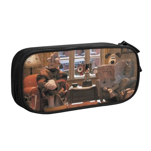 YINGD Wallace & Gromit im Fluch des Were-Rabbit Federmäppchen mit abnehmbarem Riemen – Oxford-Tuch mit mehreren Fächern für Stifte, Werkzeuge, Kosmetik, mehrfarbig, Europäischer und amerikanischer von YINGD