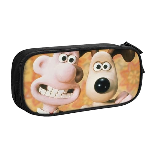 YINGD Wallace & Gromit in The Curse of The Were-Rabbit Federmäppchen für Kinder und Erwachsene, strapazierfähiges Polyester mit 5 Stifthaltern und Netz-Organizer (waschbar), mehrfarbig, Europäischer von YINGD