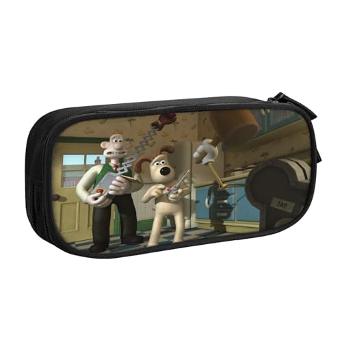 YINGD Wallace & Gromit in The Curse of The Were-Rabbit Federmäppchen mit RFID-blockierender Tasche, sicherer Oxford-Tuch-Organizer für Karten, Stifte, Bargeld, mehrfarbig, Europäischer und von YINGD