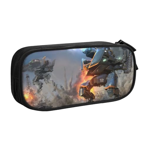 YINGD War of The Robots Federmäppchen mit 3 Netz-Trennwänden, tragbare Reißverschlusstasche für Schreibwaren, Schmuck, Kopfhörer (Polyester), mehrfarbig, Europäischer und amerikanischer Stil, Retro von YINGD