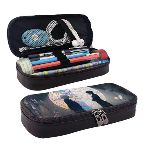 YINGD Wednesday Federmäppchen aus Leder für Make-up, Kosmetik, Schreibwaren, Stiftebox, SYS724, Schwarz , 21x10.5x5cm, Taschen-Organizer von YINGD