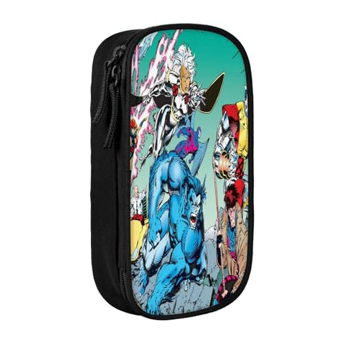 YINGD X-Men Federmäppchen mit 3 Netz-Trennwänden, tragbare Reißverschlusstasche für Schreibwaren, Schmuck, Kopfhörer (Polyester), mehrfarbig, Europäischer und amerikanischer Stil, Retro, modern von YINGD