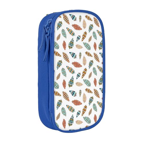YINGD XMXY Federmäppchen mit großem Fassungsvermögen, Aztekenstämme, exotische Hipster-Federbox mit Fächern, tragbare Bleistifttaschen mit Reißverschluss, für Teenager, Mädchen, Blau von YINGD