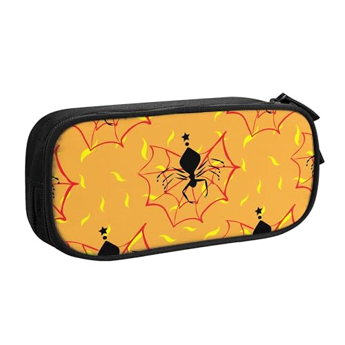 YINGD XMXY Federmäppchen mit großem Fassungsvermögen, Herbst-Cartoon-Ernte-Pilz-Schreibwaren-Tasche mit Fächern, tragbare Bleistifttaschen mit Reißverschluss, für Teenager, Mädchen, Blau, Schwarz von YINGD