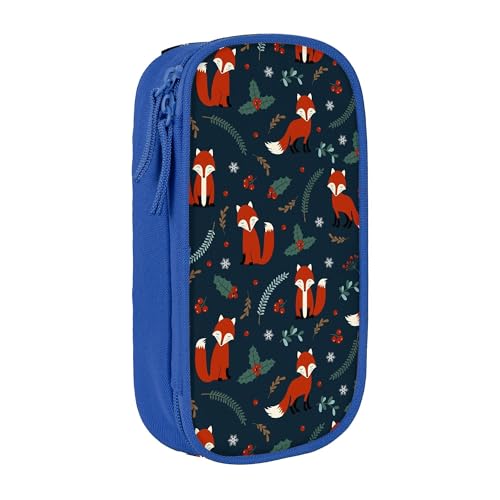 YINGD XMXY Federmäppchen mit großem Fassungsvermögen, Schneeflocke, Winter, Weihnachten, Tiere, Federmäppchen mit Fächern, tragbare Bleistifttaschen mit Reißverschluss für Teenager und Mädchen von YINGD