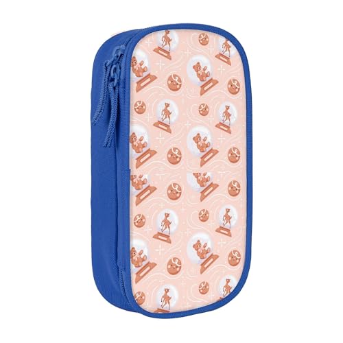 YINGD XMXY Federmäppchen mit großem Fassungsvermögen, Weihnachten, Cartoon-Bär, Hirsch, Federmäppchen mit Fächern, tragbare Bleistifttaschen mit Reißverschluss, für Teenager, Mädchen, Blau, mehrfarbig von YINGD