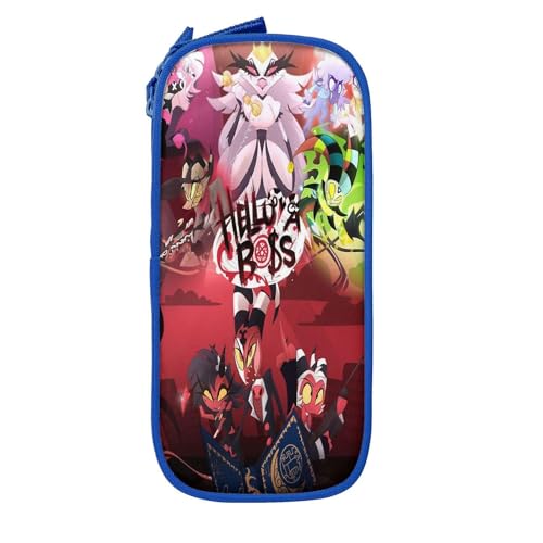 YINGD XMXY Federmäppchen mit großem Fassungsvermögen, Weihnachten, Cartoon-Bär, Hirsch, Schreibwaren-Tasche mit Fächern, tragbare Federmäppchen mit Reißverschluss, für Teenager, Mädchen, Blau, Schwarz von YINGD