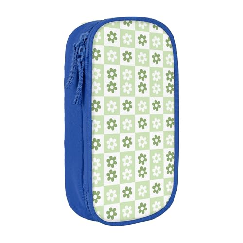YINGD XMXY Federmäppchen mit großem Fassungsvermögen, grünes Blumenmuster, Patchwork, kariert, Federmäppchen mit Fächern, tragbare Bleistifttaschen mit Reißverschluss, für Teenager, Mädchen, Blau YINGD XMXY Federmäppchen mit großem Fassungsvermögen, grünes Blumenmuster, Patchwork, kariert, Federmäppchen mit Fächern, tragbare Bleistifttaschen mit Reißverschluss, für Teenager, Mädchen, Blau von YINGD
