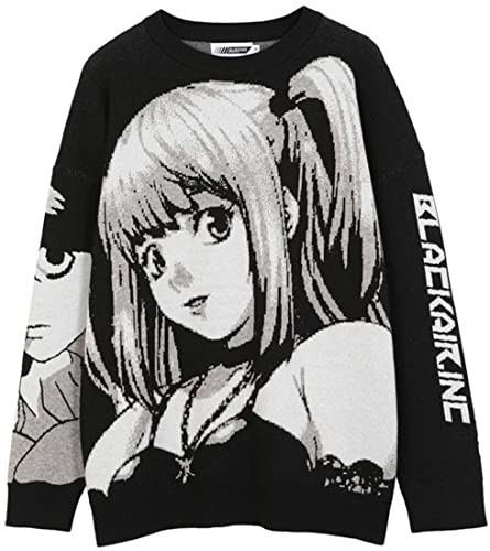 YINGKE Damen Kawaii Niedliche Y2K Teen Pullover Gothic Streetwear Style Harajuku Koreanischer Pullover(M, Schwarz1) von YINGKE