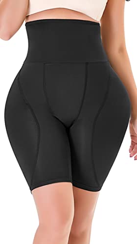 YINGKE Damen Miederpants Gepolstert Po Push Up Butt Lifter Miederhose Kontrolle Shapewear Figurformender (2XL, Hohe Schwarz) von YINGKE