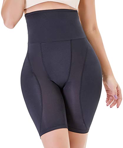 YINGKE Damen Miederpants Gepolstert Po Push Up Butt Lifter Miederhose Kontrolle Shapewear Figurformender (3XL, Hohe Schwarz) von YINGKE