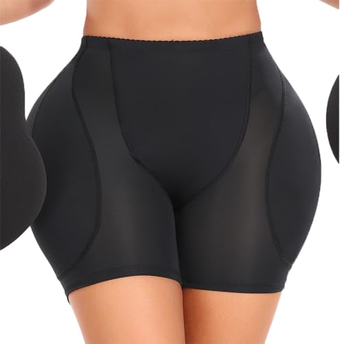 YINGKE Damen Miederpants Gepolstert Po Push Up Butt Lifter Miederhose Kontrolle Shapewear Figurformender (3XL, Niedrige Schwarz) von YINGKE