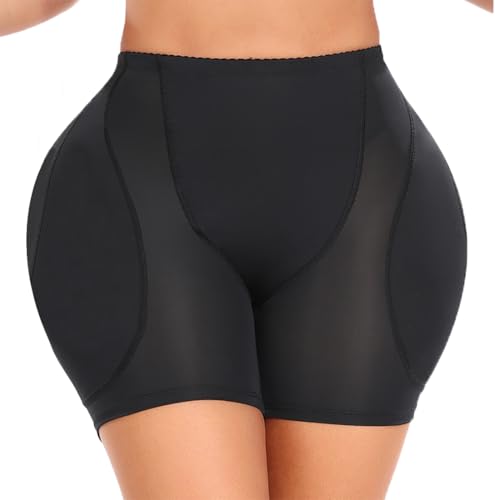 YINGKE Damen Miederpants Gepolstert Po Push Up Butt Lifter Miederhose Kontrolle Shapewear Figurformender (S, Niedrige Schwarz) von YINGKE