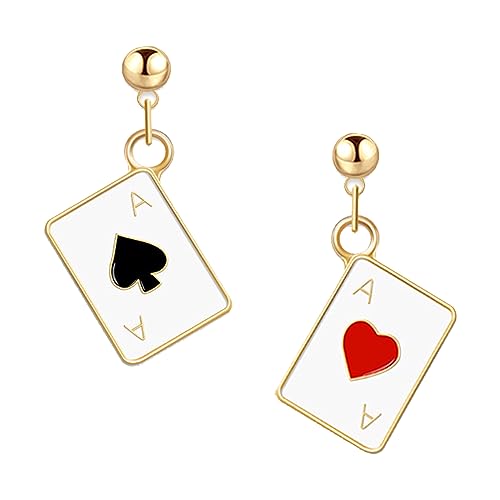 Poker Ohrringe Vergoldet Spielkarten Muster Ohrringe Mode Ohrhänger Schmuck Geschenk für Mädchen Hochzeit Geburtstag Weihnachten Muttertag von YINGLUOEU