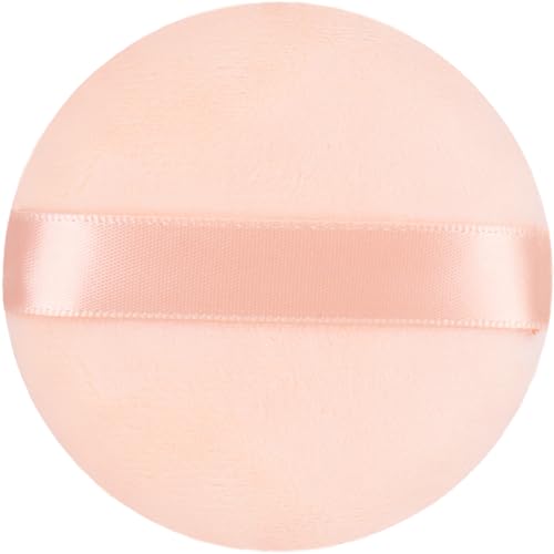 Extra große Puderquaste und luxuriöser 15,2 cm Glasbehälter, Staubpuderbehälter mit Quaste für Frauen, Badepuderquasten, perfekt für Talkum oder loses Puder, Beige, nur 15,2 cm, 2 Stück von YINGMAN