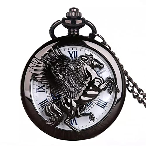 Herren- und Damenaccessoires Fantasy Pegasus Horse Mechanische Taschenuhr Hohl Steampunk Taschenuhren Skeleton Fob Chains Uhren für Männer Frauen Hochzeitstag Vatertag Weihnachten Geburtstagsgeschenk von YINGMUZI