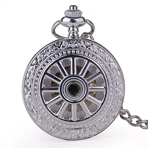 Herren- und Damenaccessoires Mode Silber Stahl Handaufzug Mechanische Tasche Römische Ziffern Uhr Männer Damen Schmuck Fob Watch Geschenke Hochzeitstag Vatertag Weihnachten Geburtstagsgeschenk von YINGMUZI