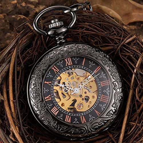 Herren- und Damenaccessoires Retro Mechanische Taschenuhr Herren Römische Ziffern Handaufzug Uhr Steampunk Skeleton Fob Chain Clock Pendant Hochzeitstag Vatertag Weihnachten Geburtstagsgeschenk von YINGMUZI