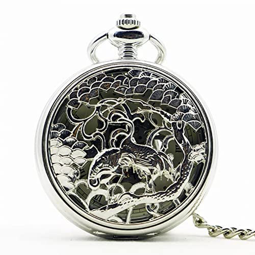 Herren- und Damenaccessoires Retro Skelett Rom Zahlen Silber Handwerk Hohlgehäuse Anhänger Steampunk Taschenuhr Kette Handaufzug Mechanische Uhr Hochzeitstag Vatertag Weihnachten Geburtstagsgeschenk von YINGMUZI