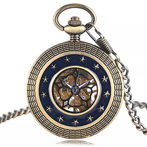 YINGMUZI Bewegung Mechanische Uhren Vintage Fob Kette Taschenuhr Dunkelblaue Sterne Stil Männer Frauen Anhänger Mit Tasche Geschenke Hochzeitstag Vatertag Weihnachten Geburtstagsgeschenk von YINGMUZI