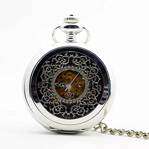 YINGMUZI Fashion Classic Handaufzug Mechanische Taschenuhr Silber 30 cm Taschenkette Old Fashion Anhänger Uhr Geschenk für Herren Damen Hochzeitstag Vatertag Weihnachten Geburtstagsgeschenk von YINGMUZI