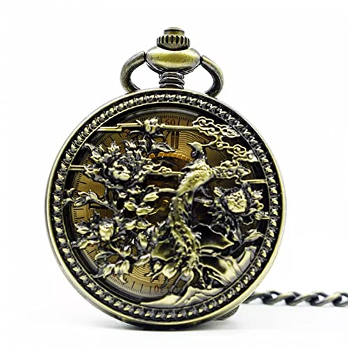 YINGMUZI Herren- und Damenaccessoires Hollow Phoenix Mechanische Taschenuhr Männer Frau Bronze Carving Steampunk Anhänger Anhänger Kette Uhr Hochzeitstag Vatertag Weihnachten Geburtstagsgeschenk von YINGMUZI