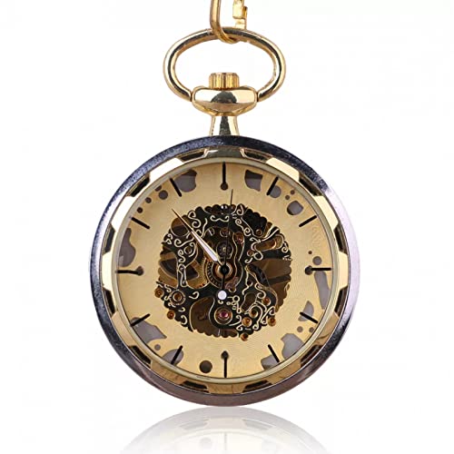 YINGMUZI Herren- und Damenaccessoires Mode Open Face Skeleton Hand Wind Mechanische Taschenuhr Männer Damen Anhänger Kette Fob Watch Geschenk Hochzeitstag Vatertag Weihnachten Geburtstagsgeschenk von YINGMUZI