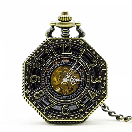 YINGMUZI Herren- und Damenaccessoires Retro Bronze Hohl Mechanische Taschenuhren Vintage Skeleton Roman Dial Herren Taschenuhr FOB Hochzeitstag Vatertag Weihnachten Geburtstagsgeschenk von YINGMUZI