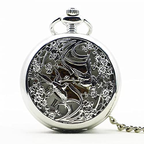 YINGMUZI Herren- und Damenaccessoires Silber Schild Muster Rundes Zifferblatt Mechanische Taschenuhr Lässige Antike Fob Uhr Für Männer Frauen Hochzeitstag Vatertag Weihnachten Geburtstagsgeschenk von YINGMUZI