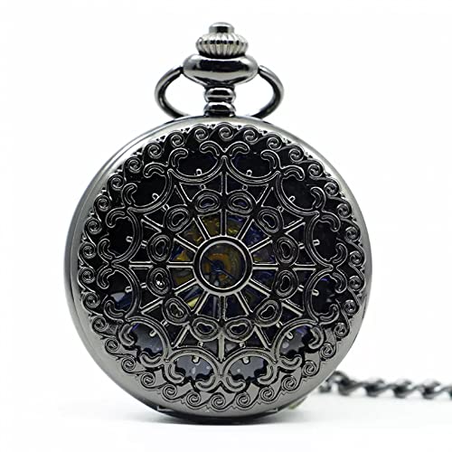 YINGMUZI Hollow Spider Web Design Mechanische Taschenuhren Vintage Silber Taschenuhren mit Anhängerkette Herren Damen Handaufzug Uhren Hochzeitstag Vatertag Weihnachten Geburtstagsgeschenk von YINGMUZI