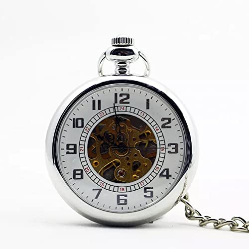 YINGMUZI Männer Frauen Klassische Open Face Mechanische Uhren Handaufzug Casual Steampunk Geschenk Transparent Elegante Fob Taschenuhr Hochzeitstag Vatertag Weihnachten Geburtstagsgeschenk von YINGMUZI