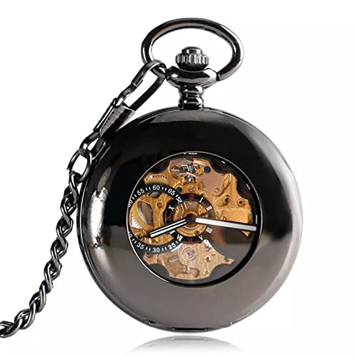 YINGMUZI Männer Frauen Krankenschwester Uhr Automatische Mechanische Taschenuhr Hohlkreis Glattes Gehäuse Skelett Antqiue Fob Zeitkette Geschenke Hochzeitstag Vatertag Weihnachten Geburtstagsgeschenk von YINGMUZI